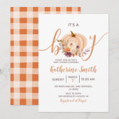 Het is een Baby shower van een jongen Pumpkin Rust Kaart (Voorkant / Achterkant)