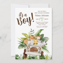 Het is een Baby shower van een jongen Safari Oerwo Kaart
