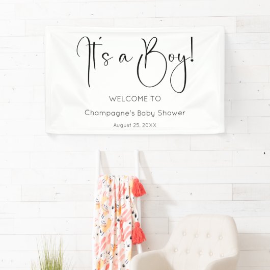 Het is een Baby shower van een jongen Spandoek (Insitu)