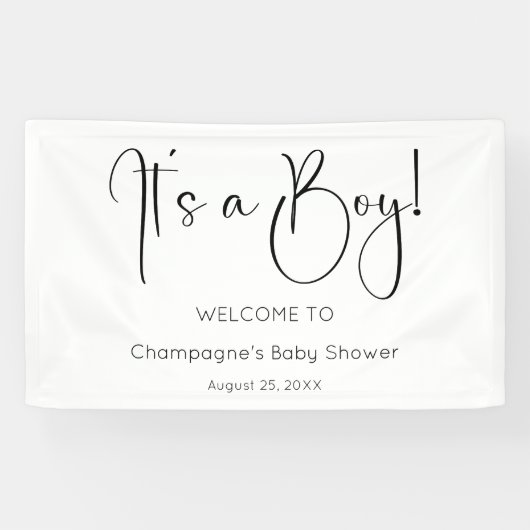 Het is een Baby shower van een jongen Spandoek (Horizontaal)