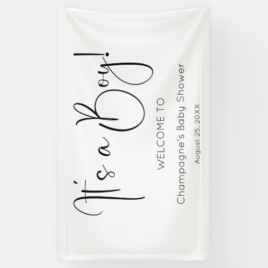 Het is een Baby shower van een jongen Spandoek (Verticaal)