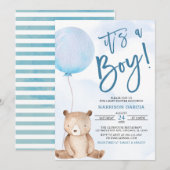 Het is een Baby shower van een Jongen Teddy Bear B Kaart (Voorkant / Achterkant)