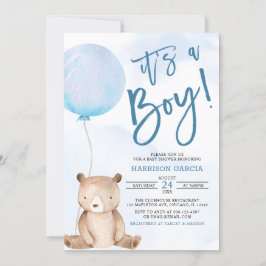 Het is een Baby shower van een Jongen Teddy Bear B Kaart