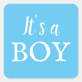 Het is een Baby shower van een jongen Typografie B Vierkante Sticker