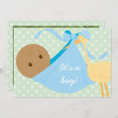 Het is een Baby shower van een jongen uitgenodigd Kaart (Voorkant / Achterkant)