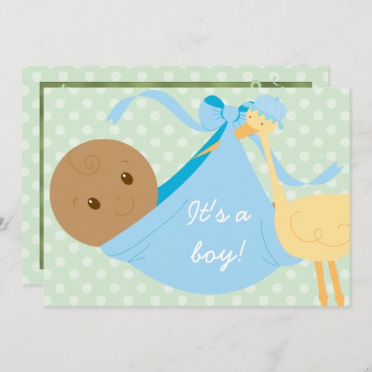 Het is een Baby shower van een jongen uitgenodigd Kaart (Voorkant / Achterkant)