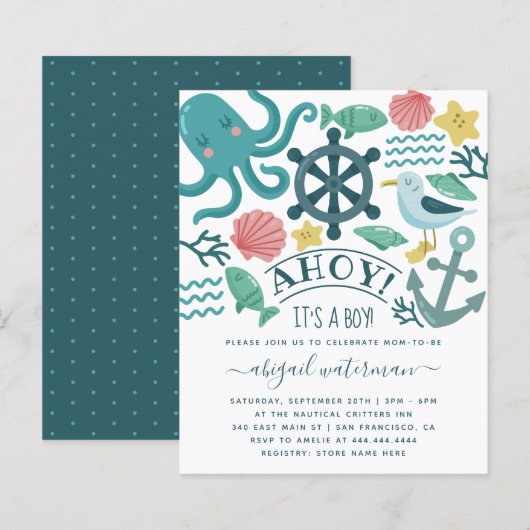 Het is een Baby shower van een jongen Zee. (Voorkant / Achterkant)