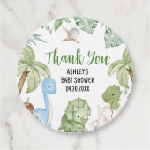Het is een Baby shower van een jongensdinosaurus Bedankjes Labels (Voorkant)