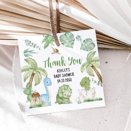 Het is een Baby shower van een jongensdinosaurus Bedankjes Labels