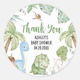 Het is een Baby shower van een jongensdinosaurus Ronde Sticker