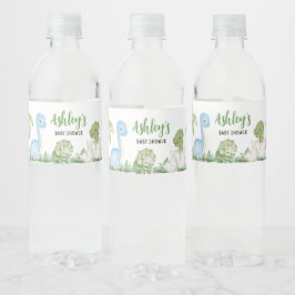 Het is een Baby shower van een jongensdinosaurus Waterfles Etiket