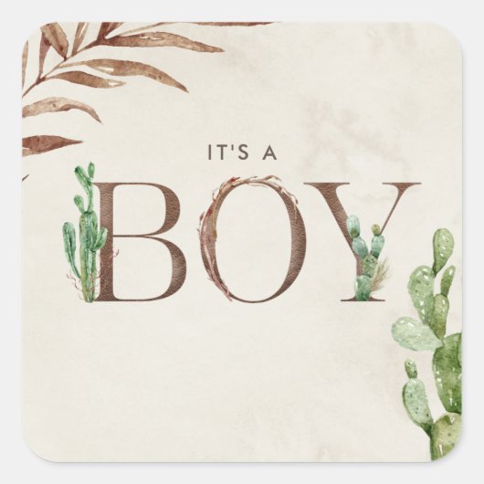 Het is een Baby shower van een leerlinge cactus. Vierkante Sticker (Voorkant)