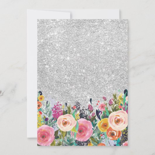 Het is een Baby shower van een meisje met zilveren Kaart (Achterkant)