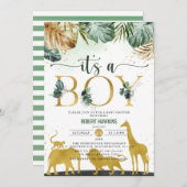 Het is een Baby shower van een Oerwoud Gold Safari Kaart (Voorkant / Achterkant)