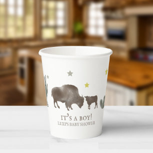 Het is een Baby shower van een padvinder-buffelcac Papieren Bekers