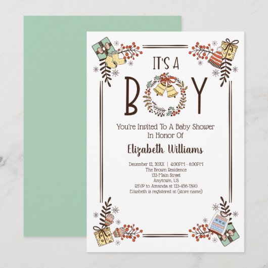 Het is een Baby shower van een padvinder. Kaart (Voorkant / Achterkant)