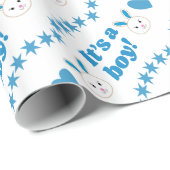 Het is een Baby shower van een peuterblauw konijn  Cadeaupapier (Rol Hoek)
