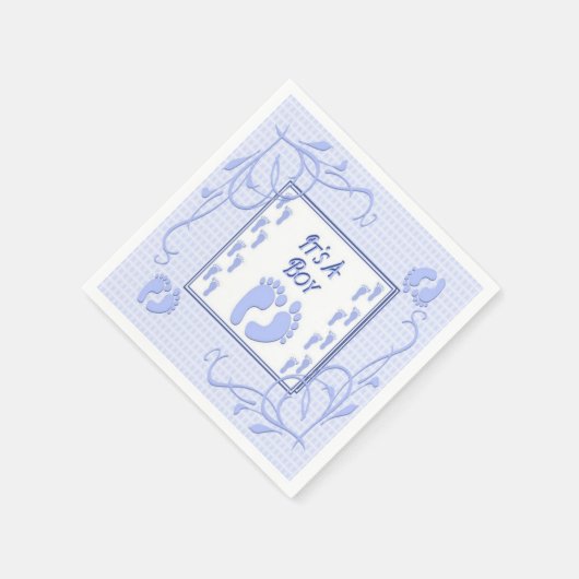 Het is een Baby shower van een peuterblauw, Napkin Servet (Hoek)