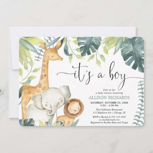 Het is een baby shower van een waterverf-jongen sa kaart (Voorkant)