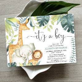 Het is een baby shower van een waterverf-jongen sa kaart