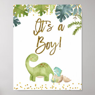 Het is een Baby shower van het Teken Dinosaur. Poster