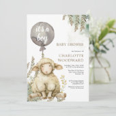 Het is een Baby shower van jongensballonlam Kaart (Staand voorkant)