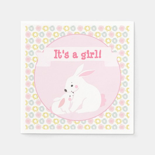 Het is een Baby shower van moeder en baby Bunny. Servetten (Voorkant)