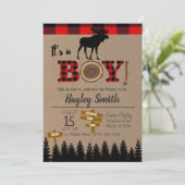 Het is een Baby shower van Moose Flannel. Kaart (Staand voorkant)