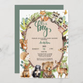 Het is een Baby shower van paddenstoelen. Kaart (Voorkant / Achterkant)