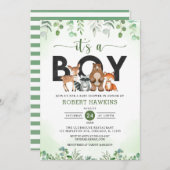 Het is een baby shower van padvinders uit het bos. kaart (Voorkant / Achterkant)