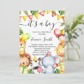 Het is een Baby shower van Safari-Oerwouden. Kaart (Staand voorkant)