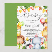 Het is een Baby shower van Safari-Oerwouden. Kaart (Voorkant / Achterkant)