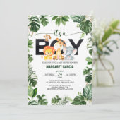 Het is een Baby shower van Safari-Oerwouden. Kaart (Staand voorkant)