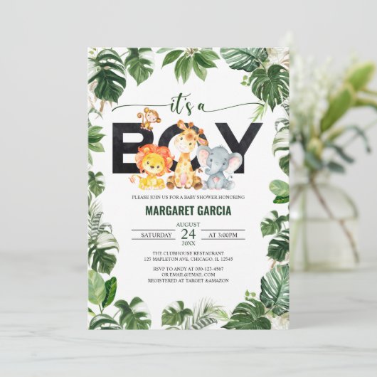 Het is een Baby shower van Safari-Oerwouden. Kaart (Staand voorkant)