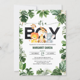 Het is een Baby shower van Safari-Oerwouden. Kaart