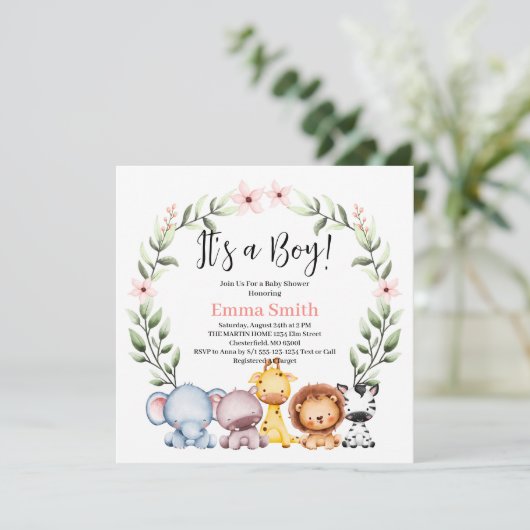 Het is een Baby shower van Safari-Oerwouden. Kaart (Staand voorkant)