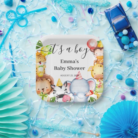 Het is een Baby shower van Safari-Oerwouden. Papieren Bordje (Feest)