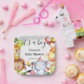 Het is een Baby shower van Safari-Oerwouden. Papieren Bordje (Feest)