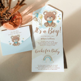 Het is een Baby shower van Teddy Bear. All In One Uitnodiging