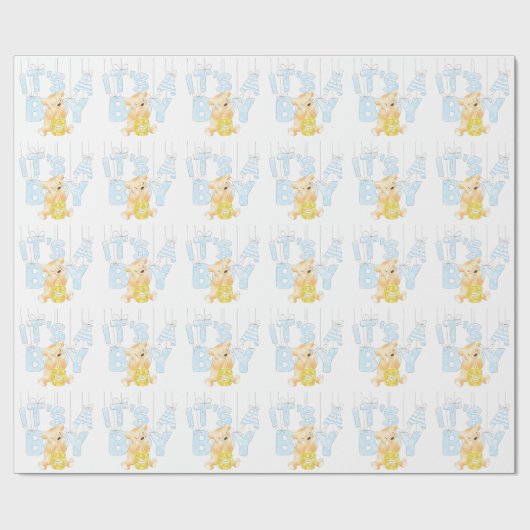Het is een Baby shower van Teddy Bear. Cadeaupapier (Vlak)