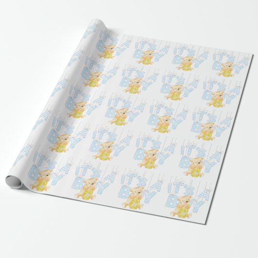 Het is een Baby shower van Teddy Bear. Cadeaupapier (Uitgerold)