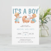 Het is een Baby shower van Teddy Bear. Kaart (Staand voorkant)