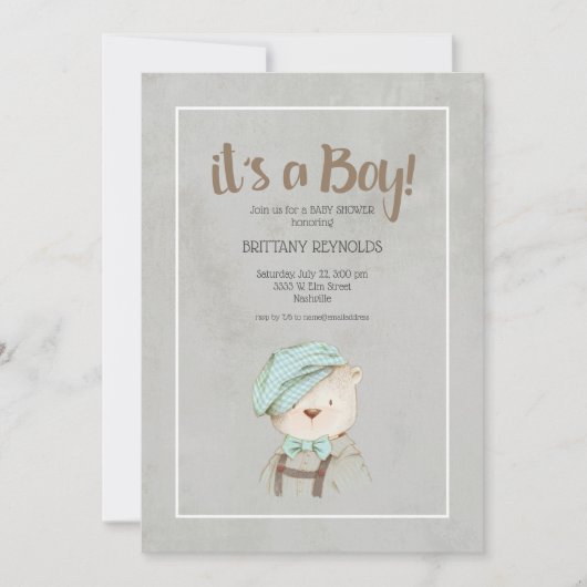 Het is een  Baby shower van Teddy Bear. Kaart (Voorkant)