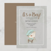 Het is een  Baby shower van Teddy Bear. Kaart (Voorkant / Achterkant)