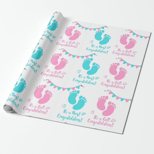Het is een Baby shower van twee jongens. Cadeaupapier (Uitgerold)