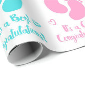Het is een Baby shower van twee jongens. Cadeaupapier (Rol Hoek)
