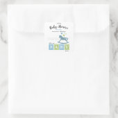 Het is een Baby shower. Vierkante Sticker (Tas)