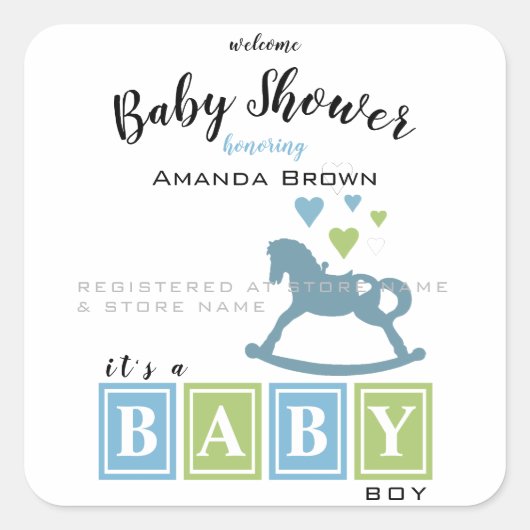 Het is een Baby shower. Vierkante Sticker (Voorkant)