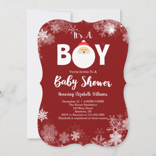 Het is een Baby shower voor de kerstman van een jo Kaart (Voorkant)