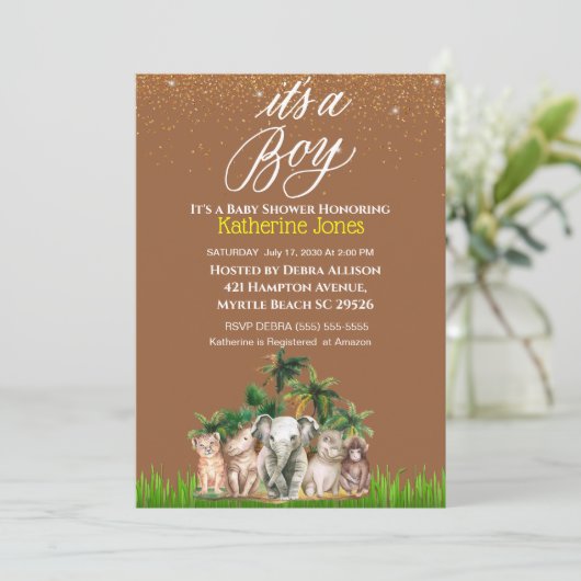 Het is een Baby shower voor jonge Safari-dieren Kaart (Staand voorkant)
